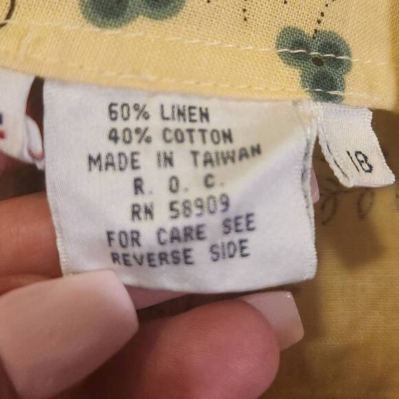 Westbound Vintage Yellow Floral Linen Blend Shorts Size 18 (4369) - Picture 4 of 5